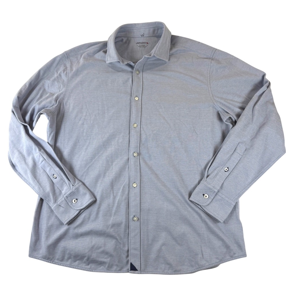 UNTUCKit Men's XL Button Down Shirt Blue Gray‎ Cotton Long Sleeve Classic Casual